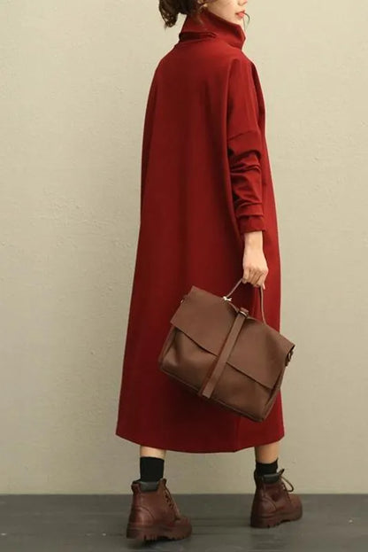 High Neck Thicken Knitted Winter Maxi Dresses