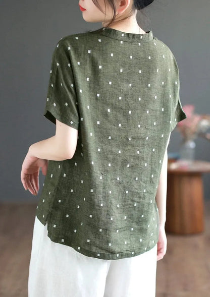 Retro Linen Embroidery Summer Tops