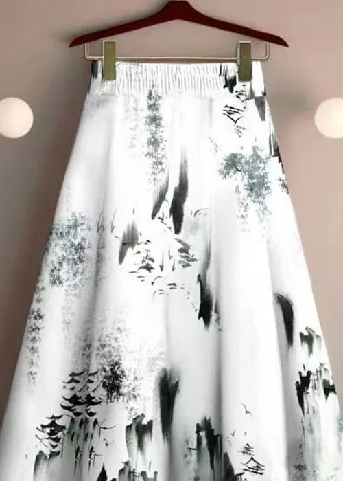 Print High Waist Cotton Skirt Summer