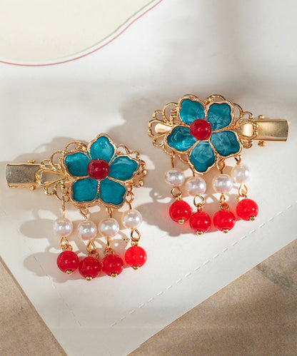 Multicolor Alloy Pearl Colored Glaze Tassel Hairpin