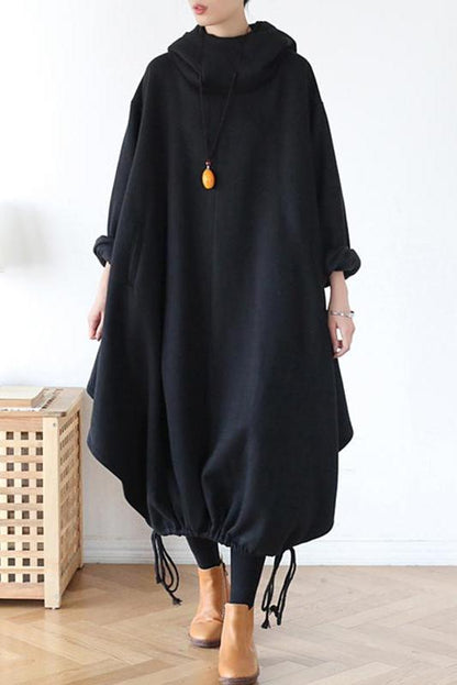 Drawstring Irregular Hem Cotton Dress