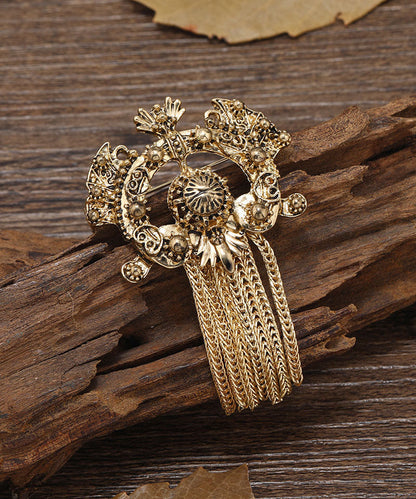 Metal Hollow Out Carving Tassel Brooches