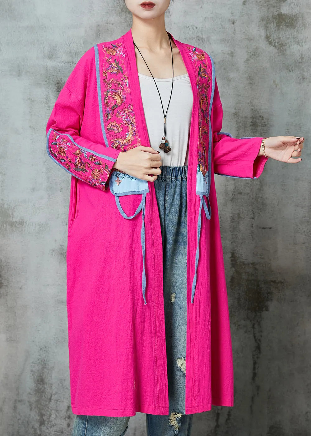 Rose Print Linen Loose Cardigan Spring
