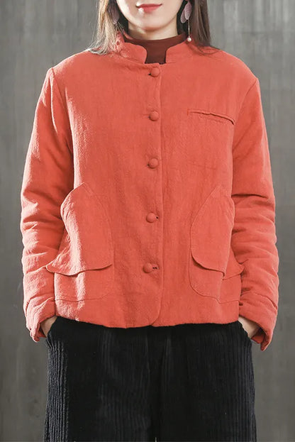 Winter Jacket Retro Linen Padded Jacket