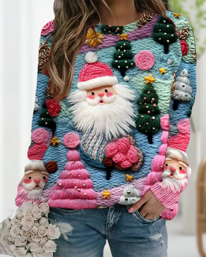 Christmas Tree and Santa Claus Print