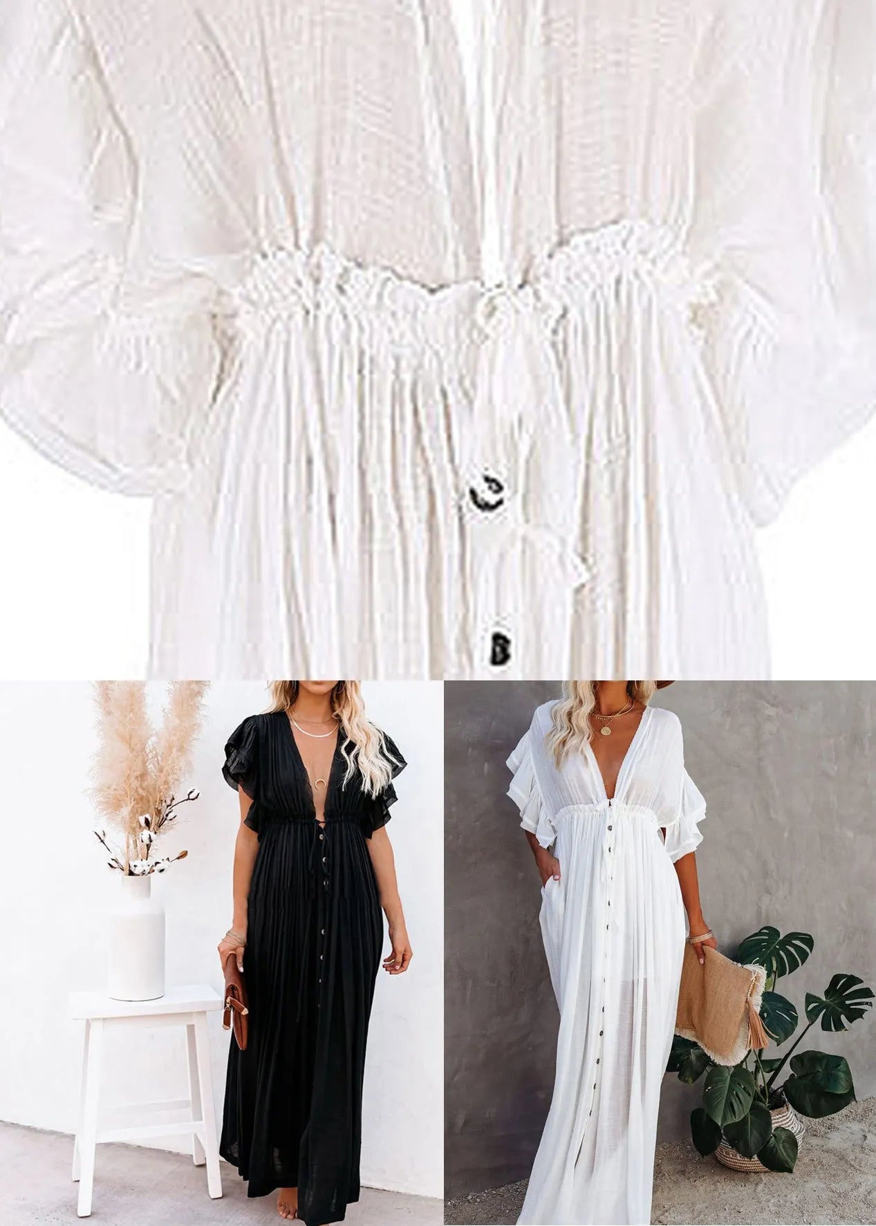 Black Ruffled Patchwork Long Dress Summer