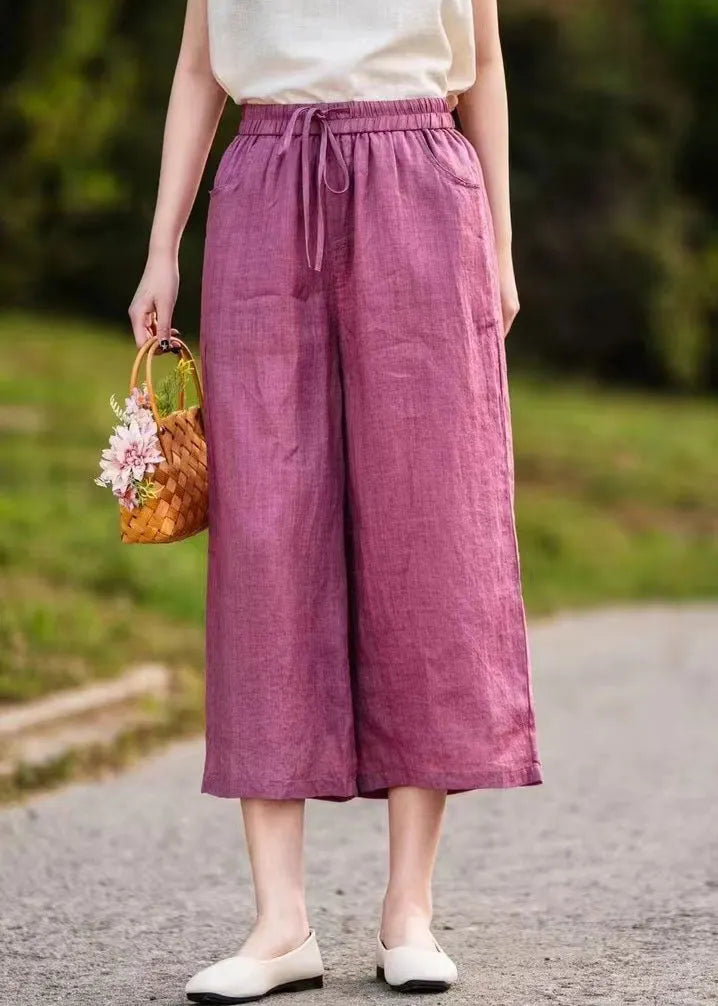 Rose Oversized Linen Wide Leg Pants Summer