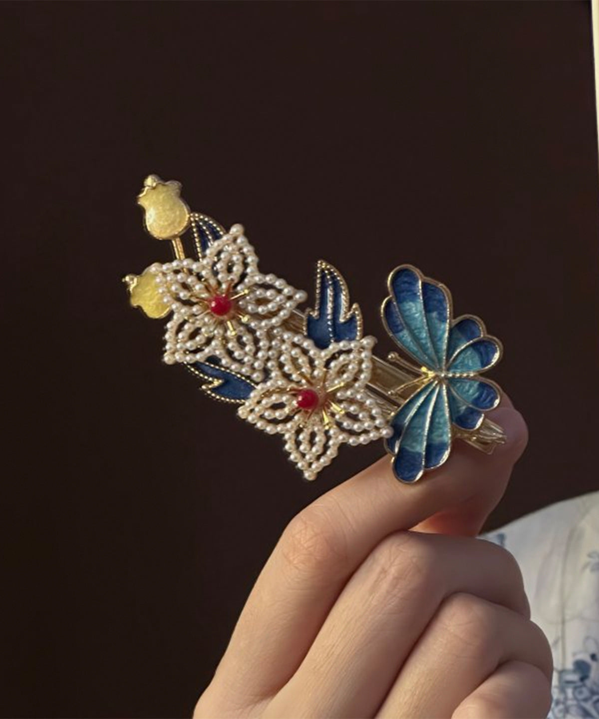 Chinese Style Rainbowancient Gold Butterfly Hairpin