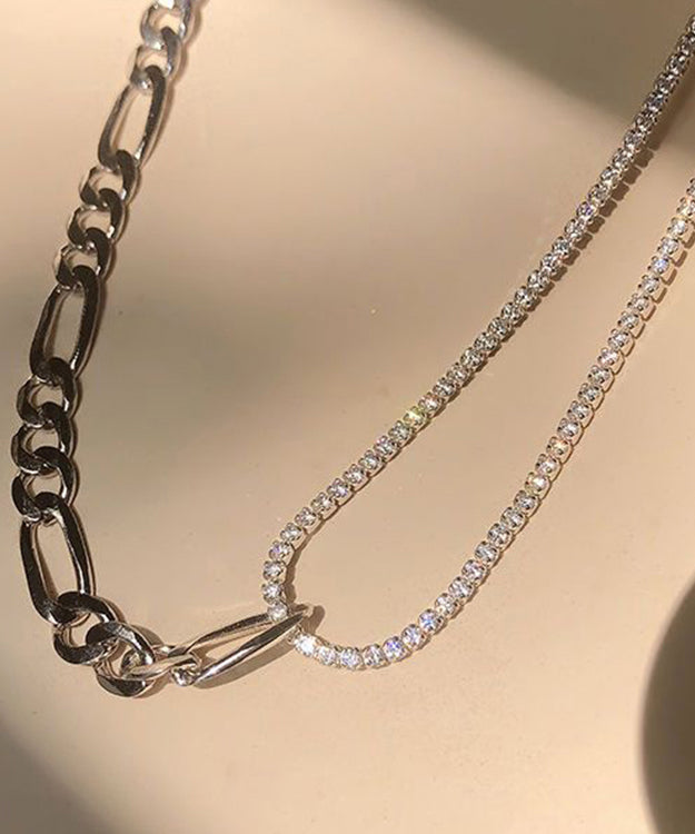 Silk Sterling Silver Inlaid Zircon Necklace