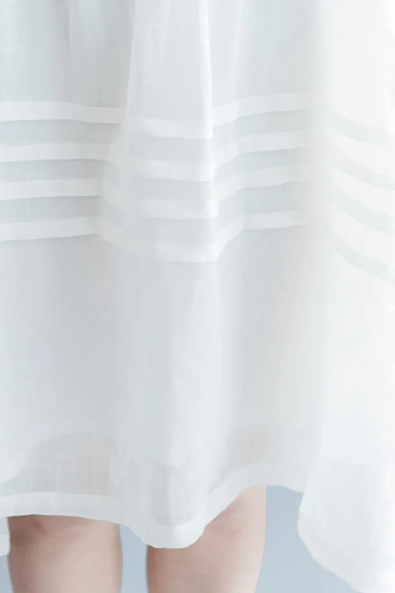 White Big Hem Linen Summer Shirt Dresses Clothing