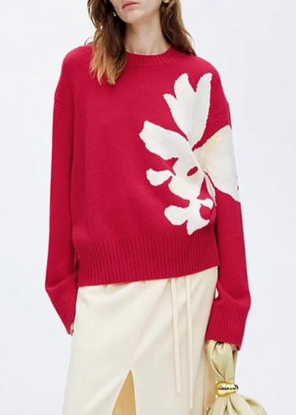 Style White O Neck Thick Knit Sweaters Winter