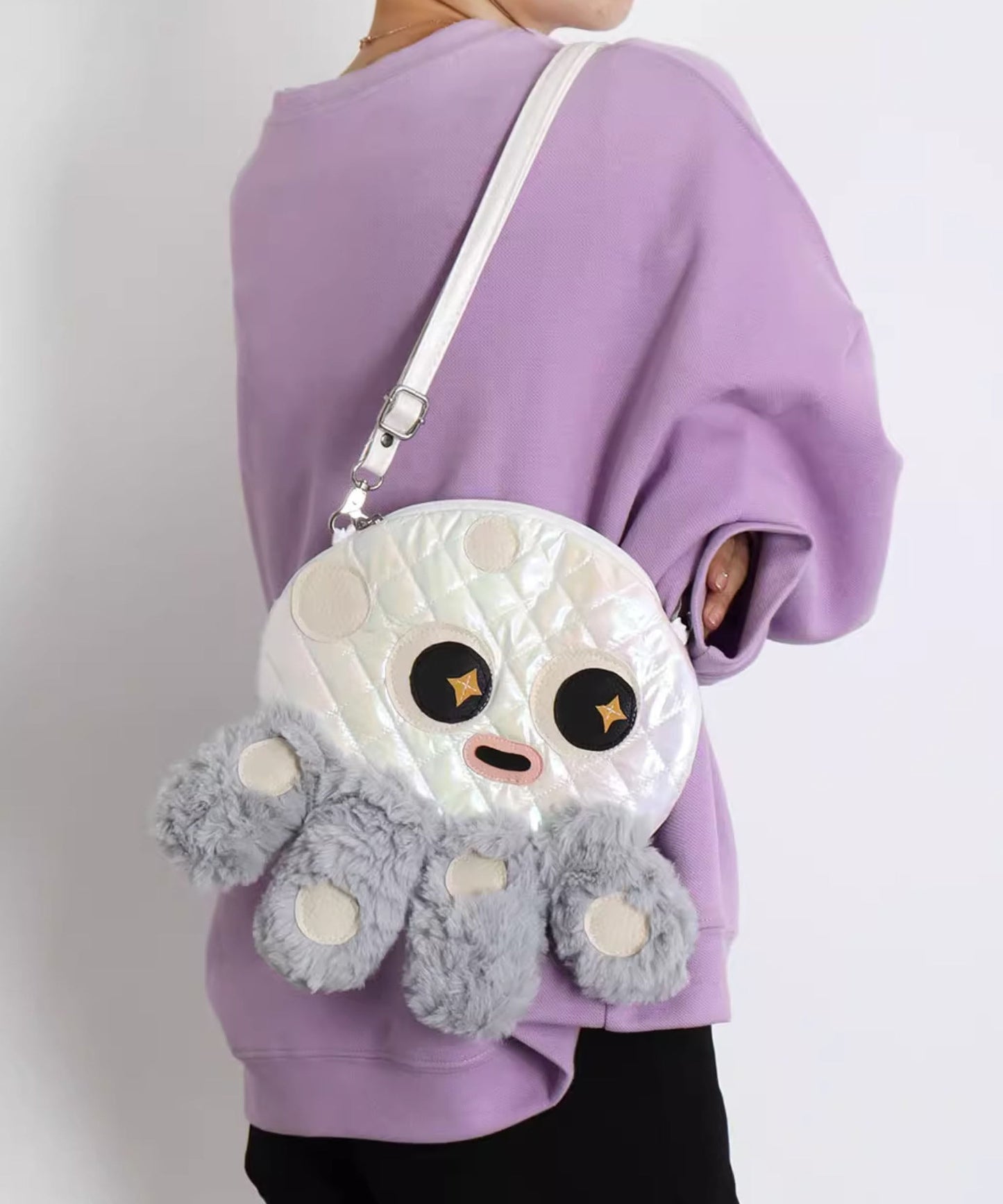 Octopus Shaped Fuzzy Fur Fluffy Message Bag