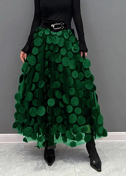 Black Dot Patchwork Tulle Skirt Fall
