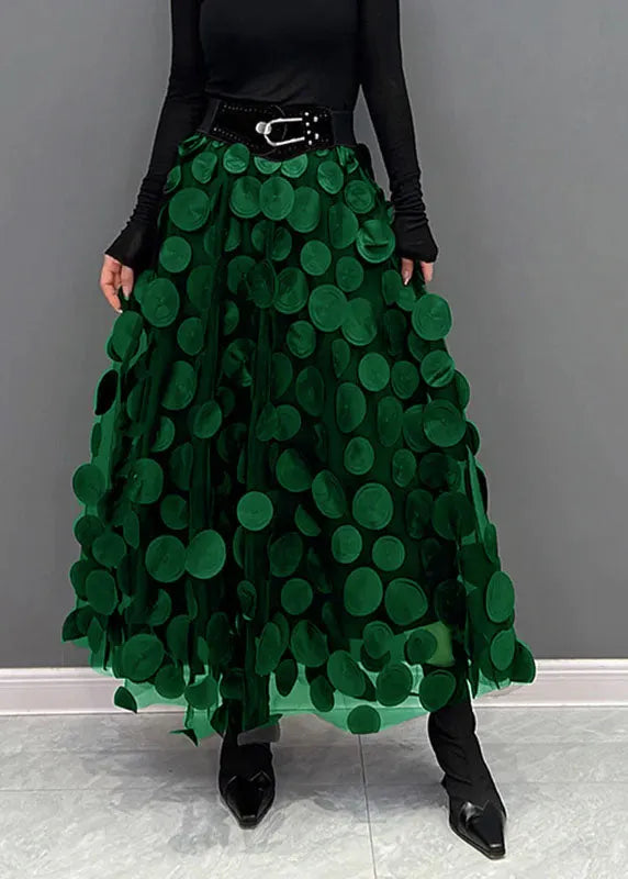 Black Dot Patchwork Tulle Skirt Fall