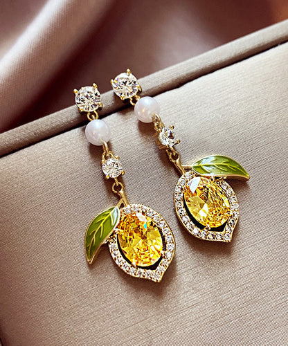 Zircon Silver Overgild Stud Earrings