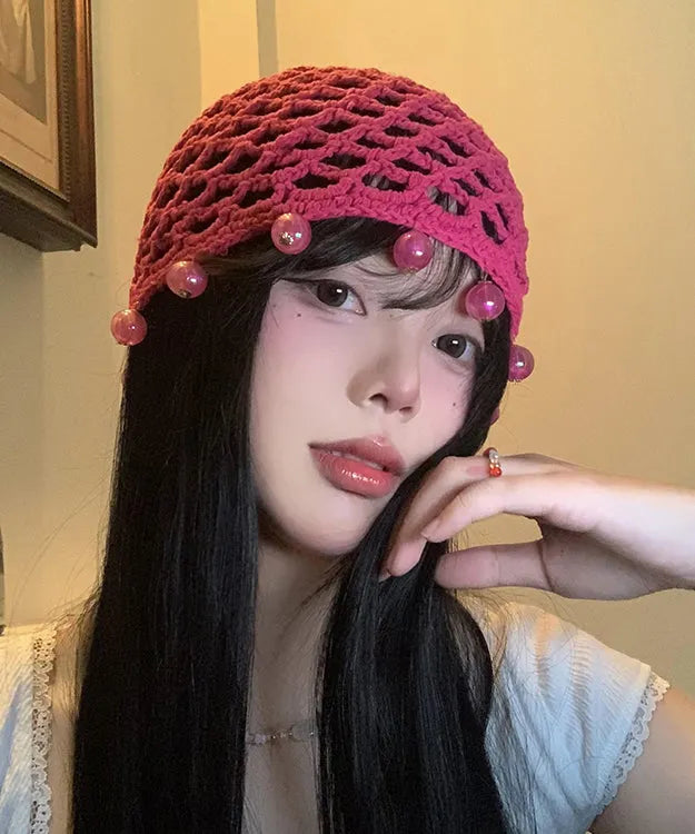 Handmade Rose Hollow Out Bead Knit Boonie Hat