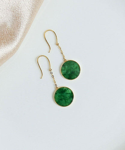 Art Green 18k Gold Jadeite Drop Earrings