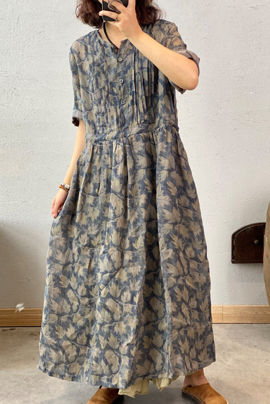 Summer Print Dress Ramie Maxi Dress