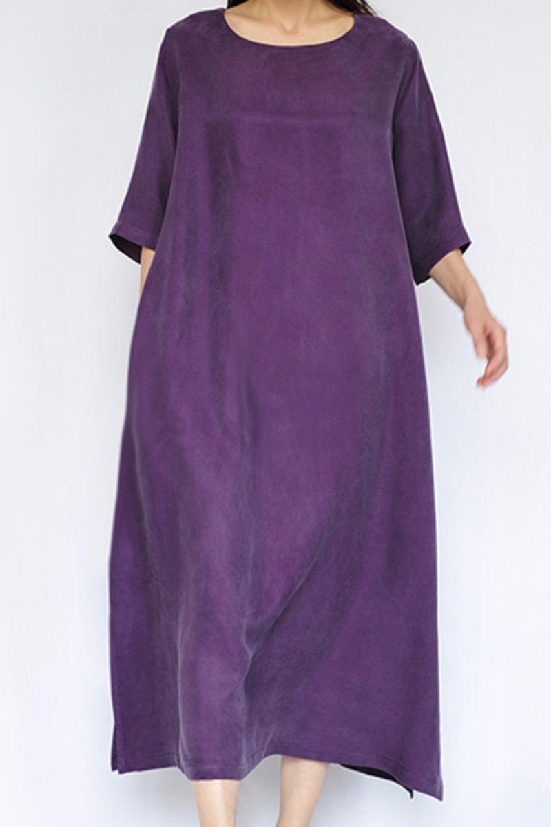 Purple Heavy Copper Ammonia Silk Dresses Caftans Gown
