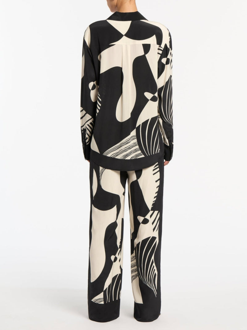 Graffiti Print Loose Wide Leg Pants Set