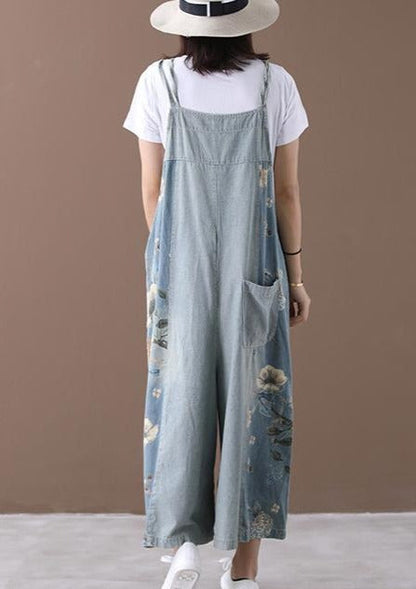 Loose Printed Pockets Shift Jumpsuits