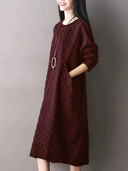 Polka Dot Stretch Cotton Long Sleeve Dress