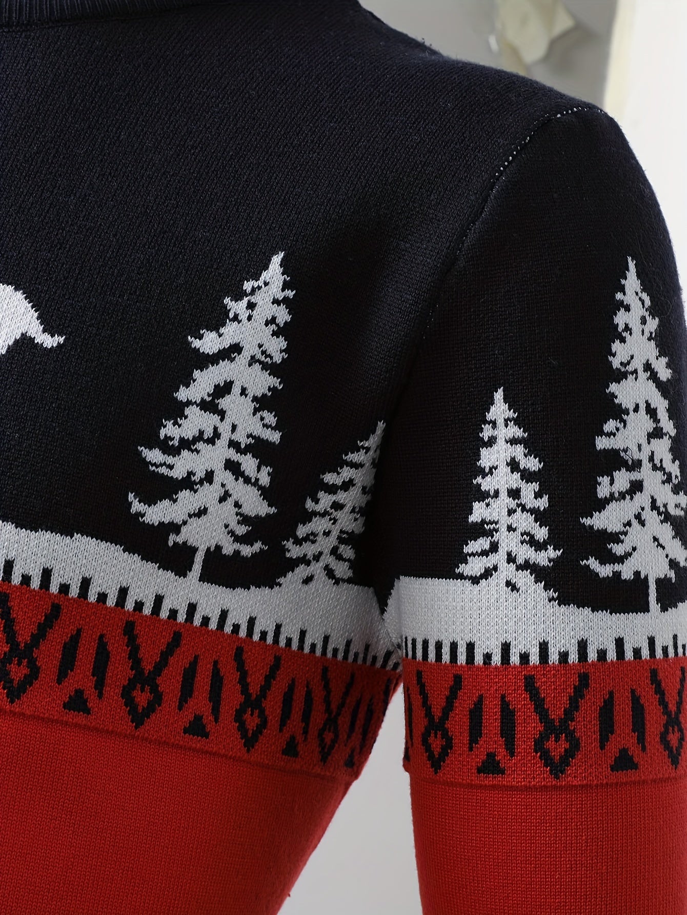 Christmas Cardigan with Reindeer Motif Cotton Festive