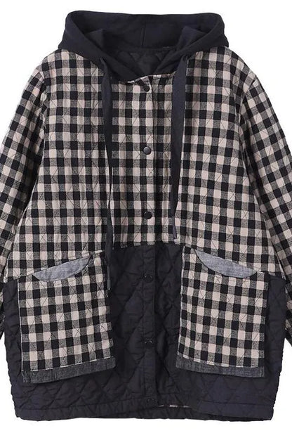 Limited Stock- Winter Plaid Hooded Drawstring Warm Coat