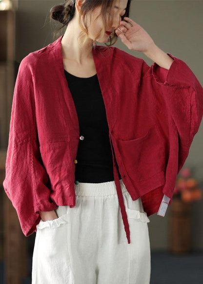 Fine Yellow-yellow Flower Bat Wing Sleeve Pockets Coat Short