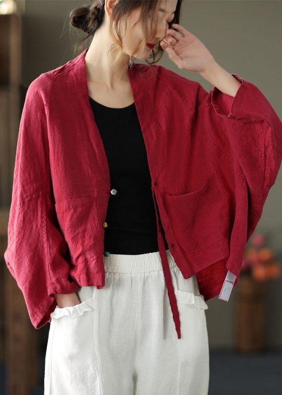 Fine Purple Bat Wing Sleeve Pockets Coat Short