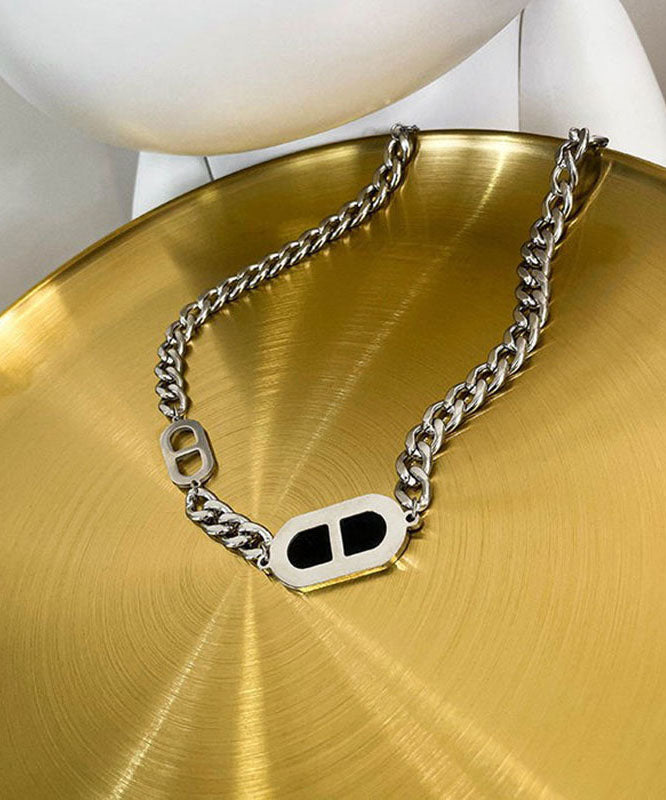 Black Stainless Steel Pig Nose Necklace