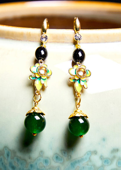 Turquoise Fine Flower Drop Earrings