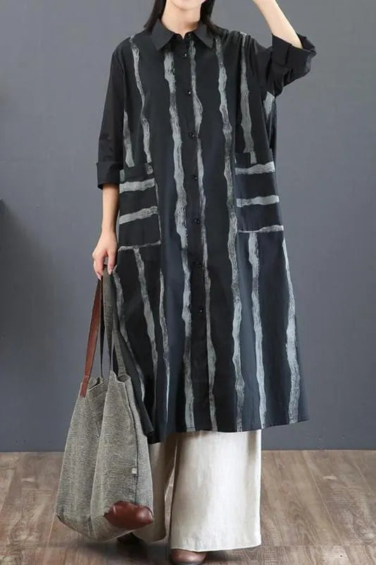 Striped Loose Chiffon Shirt Blouse