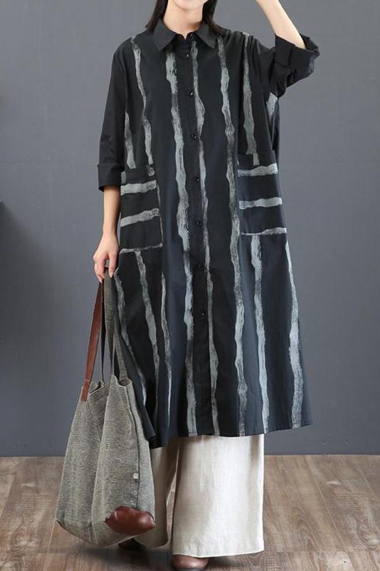 Striped Loose Chiffon Shirt Blouse