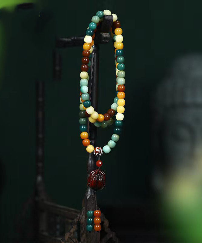 Colorblock Bodhi Red Buddha Bead Lariat Necklace