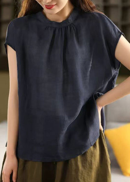Handmade Yellow Wear on Both Sides Linen Blouse Top Summer