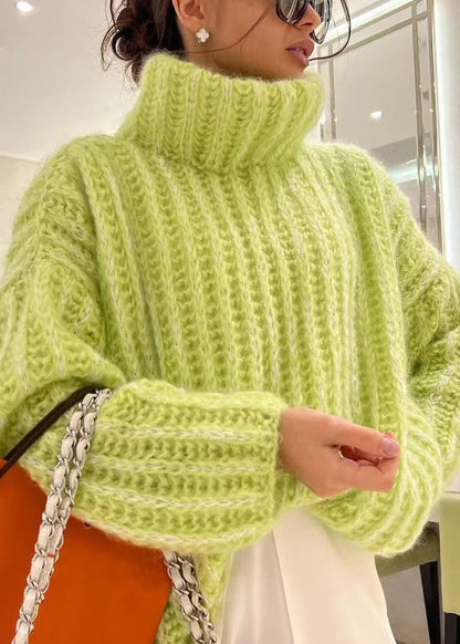 Loose Pink Turtleneck Knit Sweaters Spring