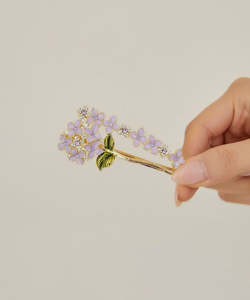 Purple Alloy Zircon Crystal Drip Glaze Asymmetrical Hairpin
