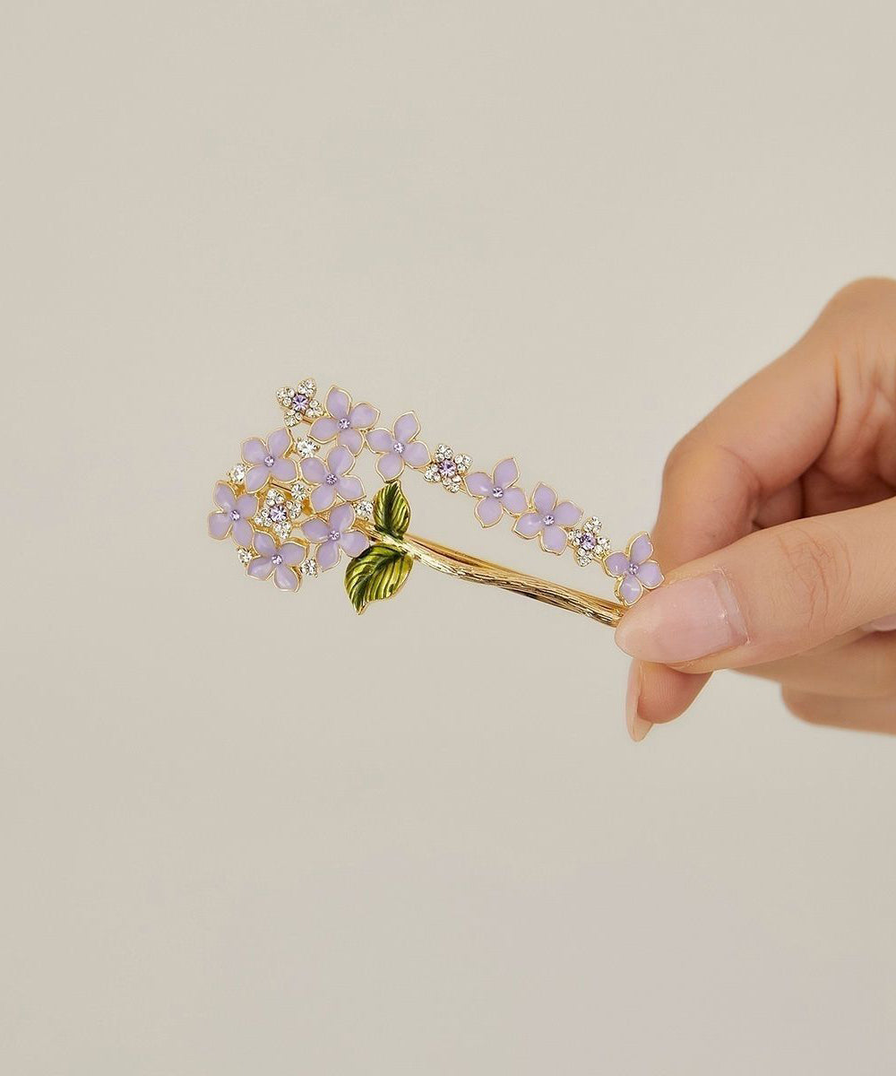 Purple Alloy Zircon Crystal Drip Glaze Asymmetrical Hairpin