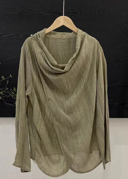 Chinese Style Light Khaki Patchwork Top Spring