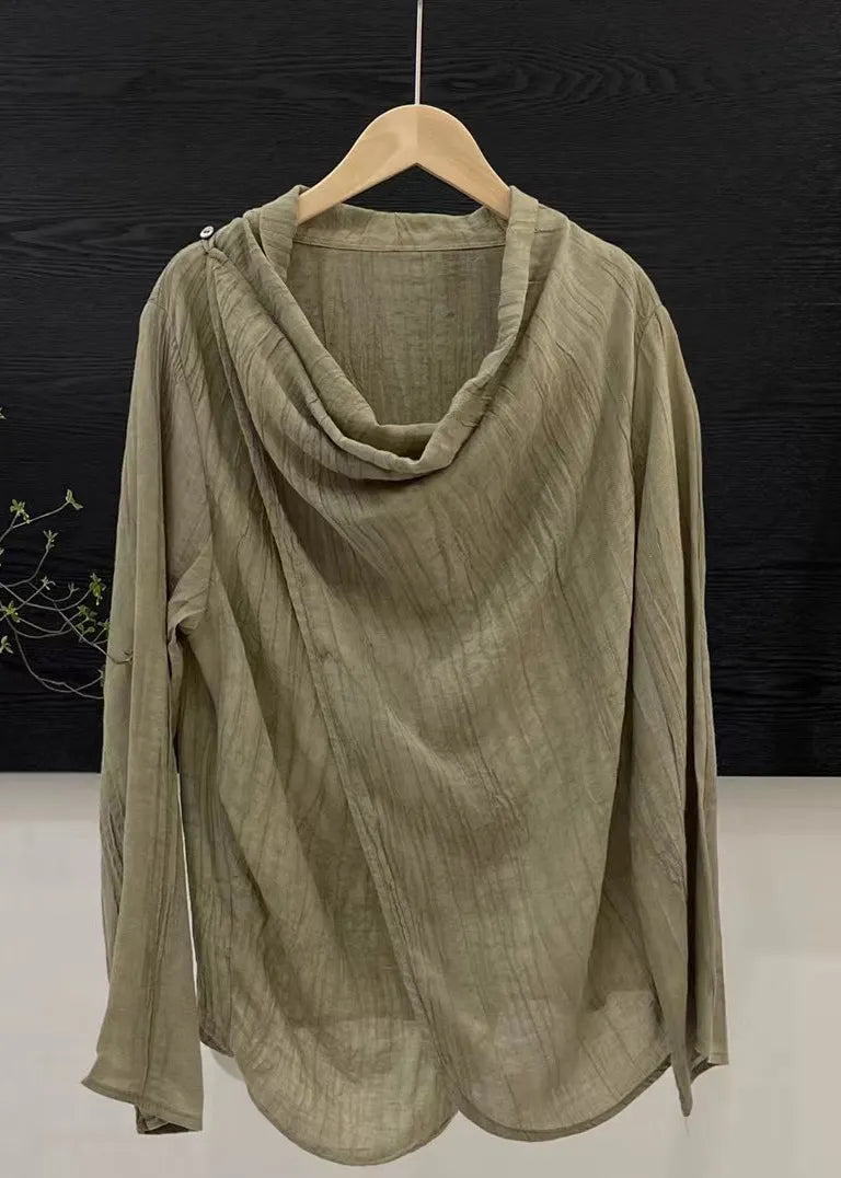 Chinese Style Light Khaki Patchwork Top Spring