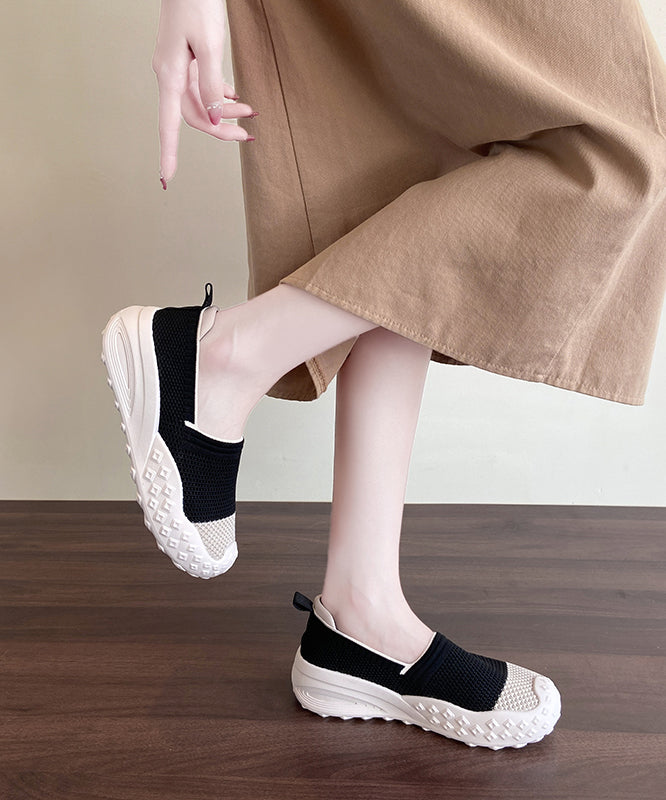 Comfy Splicing Platform Flat Shoes for Beige Yellow Breathable Mesh