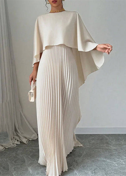 Modern Beige O-neck Maxi Dresses Spring