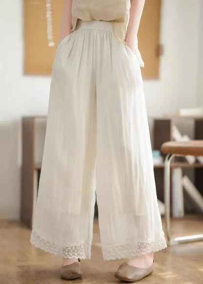 Boutique Brick Red Oversized Patchwork Linen Pants Summer