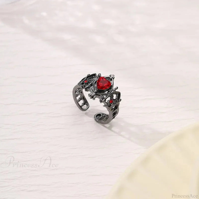 Kpop Y2k Crystal Heart Changeable Gothic Ring