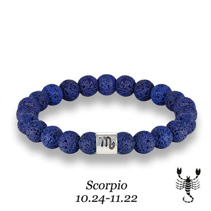 Handmade Lava Stone Zodiac Bracelet