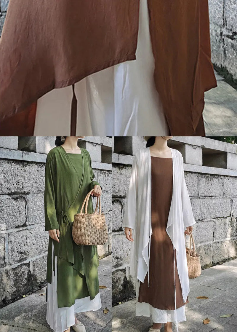 Handmade White Asymmetrical Design Cotton Long Cardigan Summer