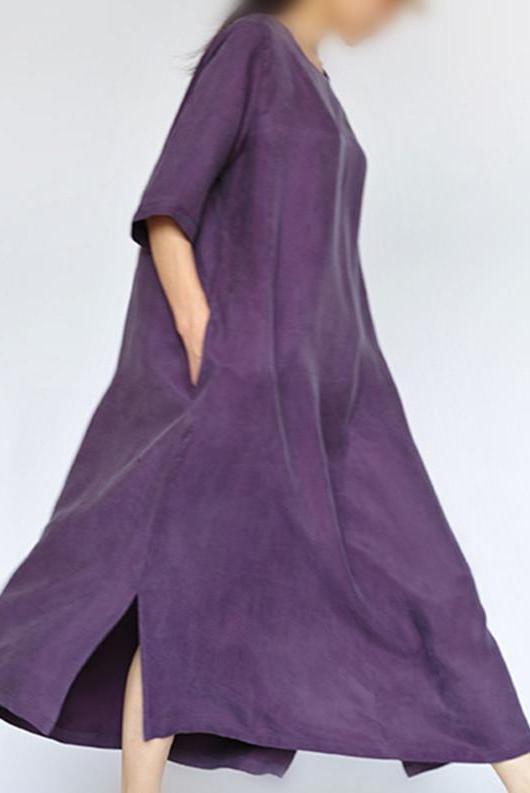 Purple Heavy Copper Ammonia Silk Dresses Caftans Gown