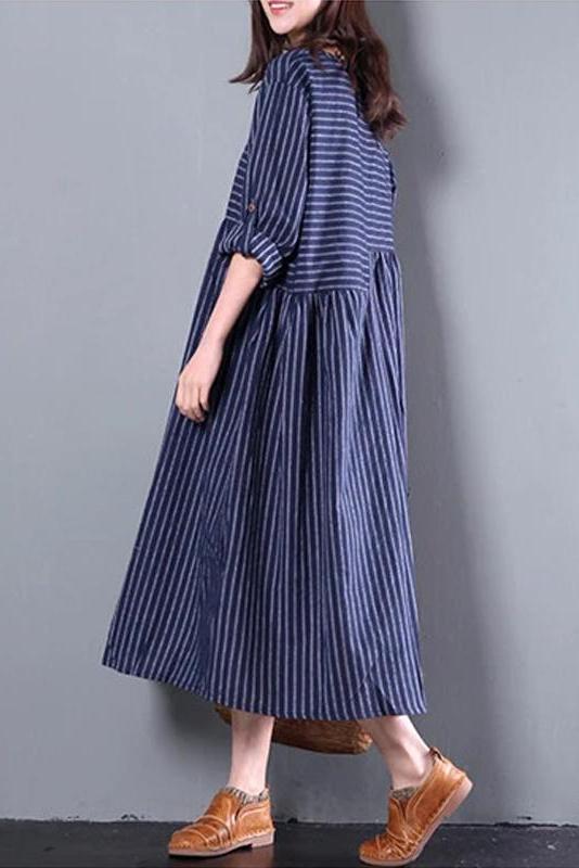 Limited Stock- Loose Stripe Long Sleeve Dress