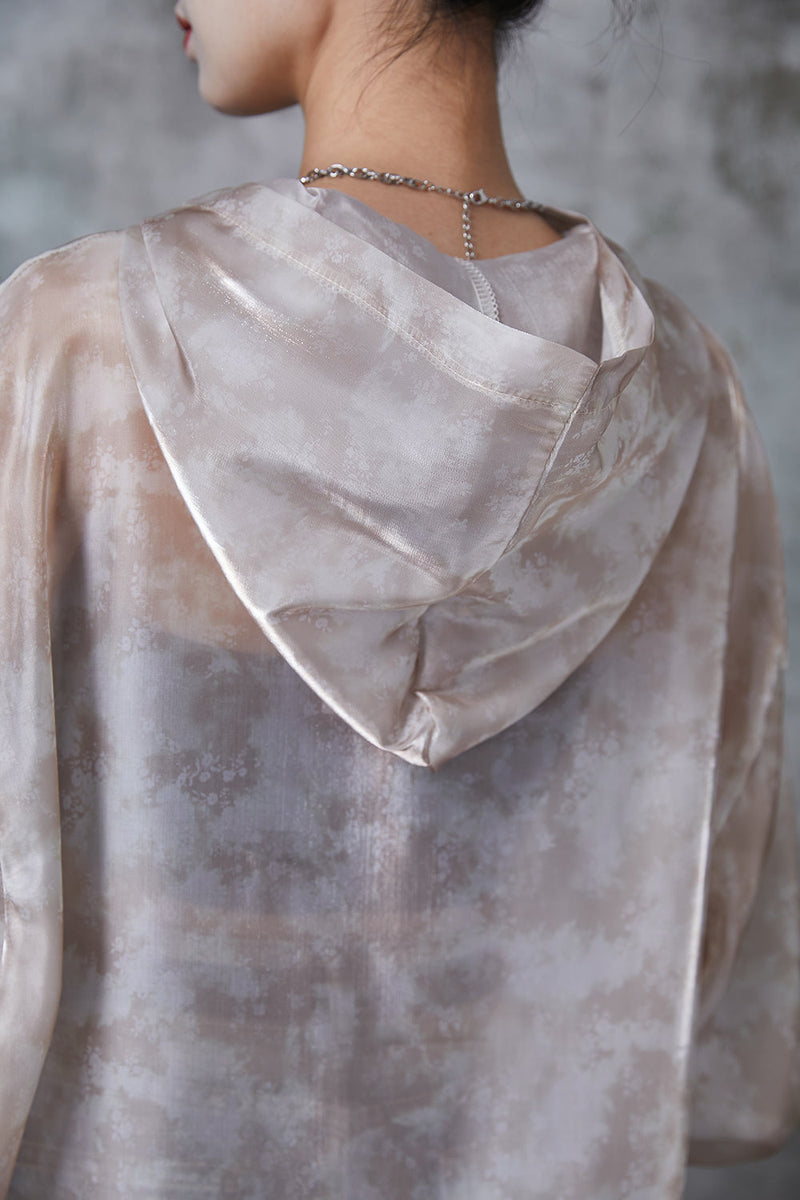 Art Khaki Oversized Drawstring Upf 50+ Coat Jacket Fall